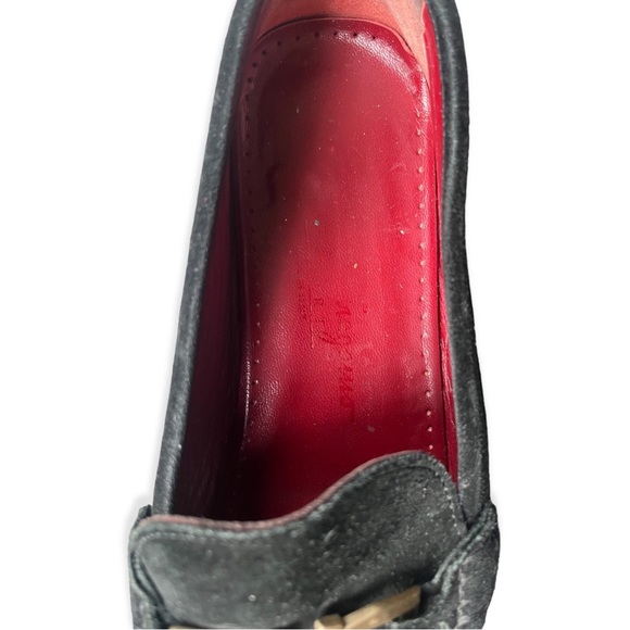 Salvatore Ferragamo Sport Black Suede Leather Loafers with Gold Buckle –Size 8.5 - Picture 11 of 16